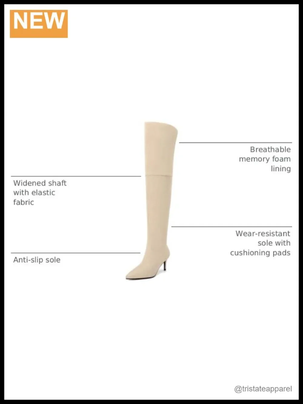 Wide Calf Over The Knee High Heel Boots Pointed Toe Suede